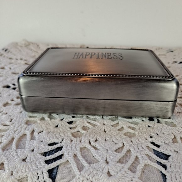 Pewter Finish Thought Box Lidded Hinged - Picture 3 of 7